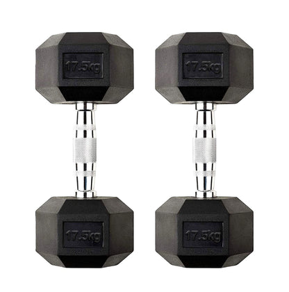 Hex Dumbbells 2.5kg–60kg Pairs & Sets – Heavy-Duty Rubber-Coated Anti-Roll Weights with Knurled Handles for Strength Training – Home Gym or Studio