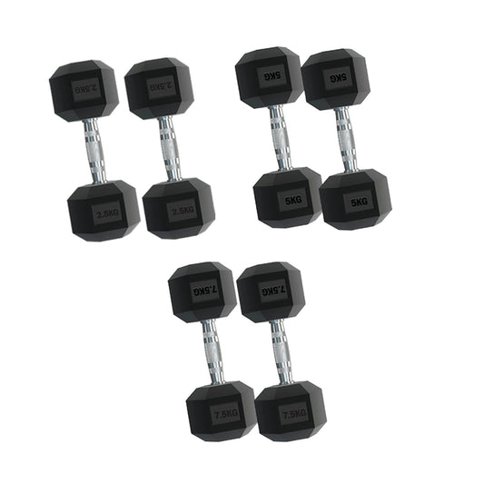 Premium Hex Dumbbell Set – 3 Pairs (2.5kg to 15kg) with Optional Space-Saving 3-Tier Vertical Rack – Rubber-Coated, Anti-Roll Weights for Home Gym Use