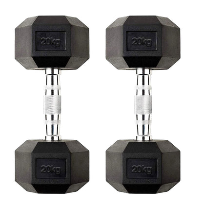 Hex Dumbbells 2.5kg–60kg Pairs & Sets – Heavy-Duty Rubber-Coated Anti-Roll Weights with Knurled Handles for Strength Training – Home Gym or Studio