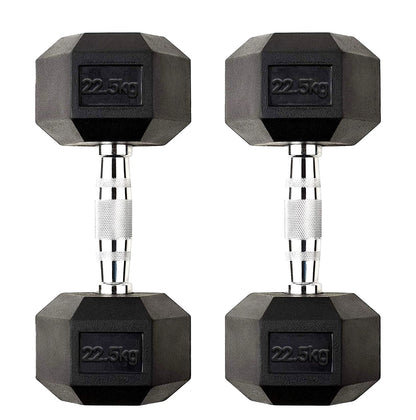 Hex Dumbbells 2.5kg–60kg Pairs & Sets – Heavy-Duty Rubber-Coated Anti-Roll Weights with Knurled Handles for Strength Training – Home Gym or Studio