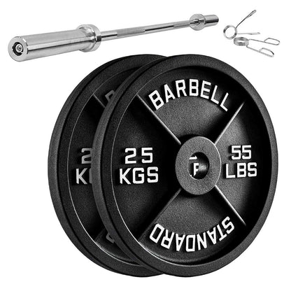 Cast Iron Weight Plates – Black Powder-Coated Olympic Discs with Steel Inserts | Heavy-Duty Plates for Strength Training & Home Gym |Sets Available