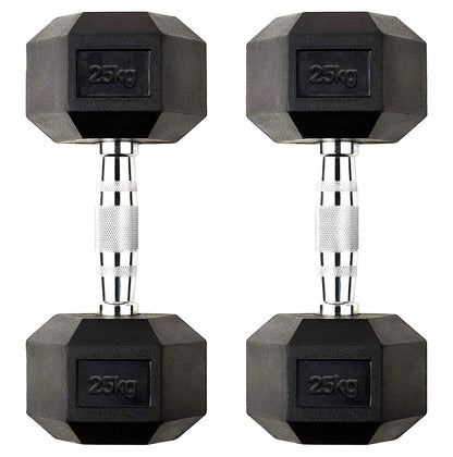 Hex Dumbbells 2.5kg–60kg Pairs & Sets – Heavy-Duty Rubber-Coated Anti-Roll Weights with Knurled Handles for Strength Training – Home Gym or Studio
