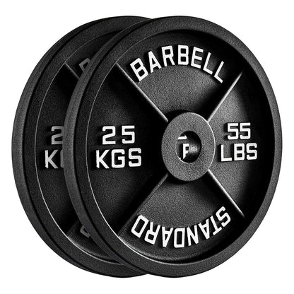Cast Iron Weight Plates – Black Powder-Coated Olympic Discs with Steel Inserts | Heavy-Duty Plates for Strength Training & Home Gym |Sets Available