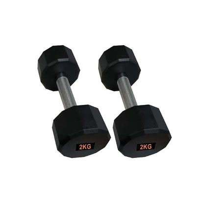Rubber Coated Round Hex Dumbbell – Anti‑Roll Design, Knurled Grip Strength Training Dumbbells for Home Gym