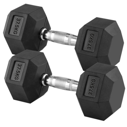 Hex Dumbbells 2.5kg–60kg Pairs & Sets – Heavy-Duty Rubber-Coated Anti-Roll Weights with Knurled Handles for Strength Training – Home Gym or Studio