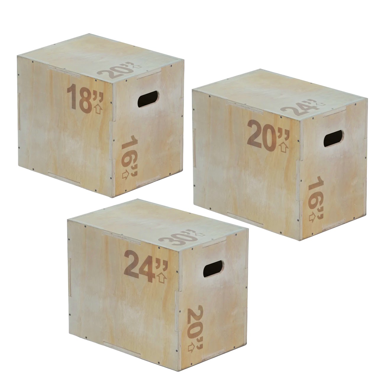 Heavy-Duty 3-in-1 Wooden Plyometric Jump Box – Multi-Height (14",16",20",24") | Non-Slip Surface | Home Gym Jump Trainer for Agility, HIIT & Strength Workouts