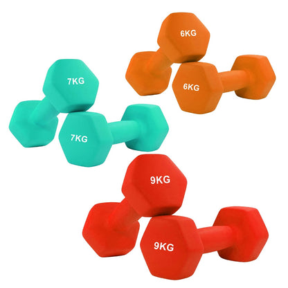 Hex Neoprene Dumbbell Weights – Anti Roll, Non Slip Grip | Singles, Pairs & Sets | Comfortable, Floor Safe Dumbbells for Home & Gym Workouts