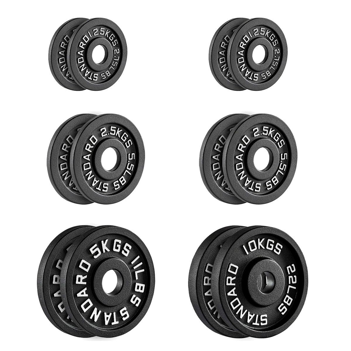 Cast Iron Weight Plates – Black Powder-Coated Olympic Discs with Steel Inserts | Heavy-Duty Plates for Strength Training & Home Gym |Sets Available