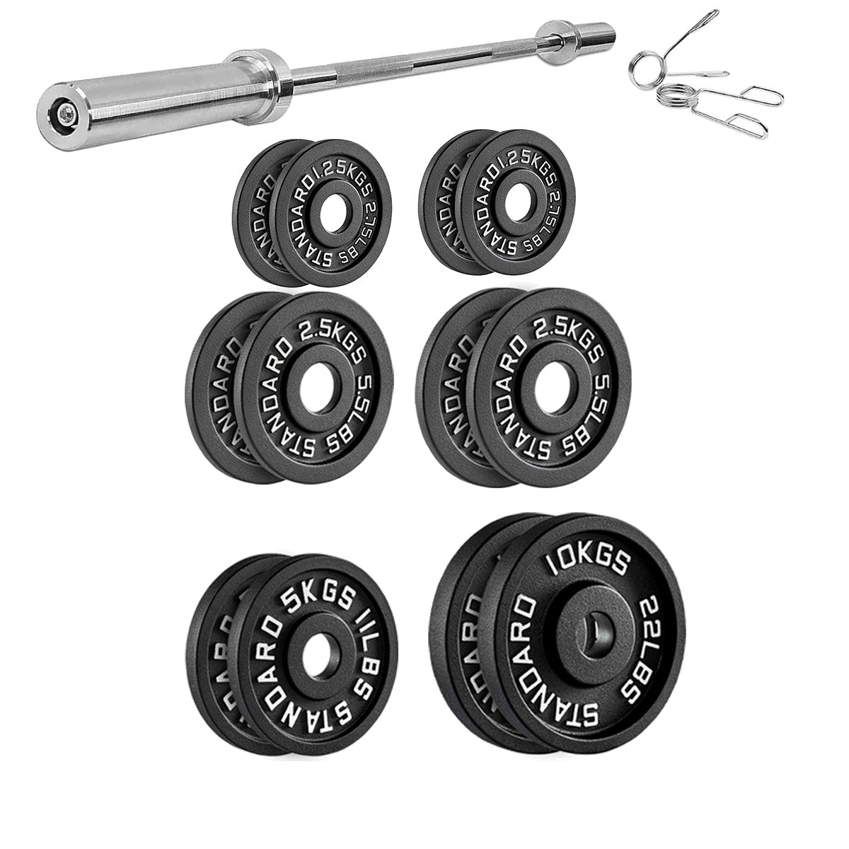 Cast Iron Weight Plates – Black Powder-Coated Olympic Discs with Steel Inserts | Heavy-Duty Plates for Strength Training & Home Gym |Sets Available