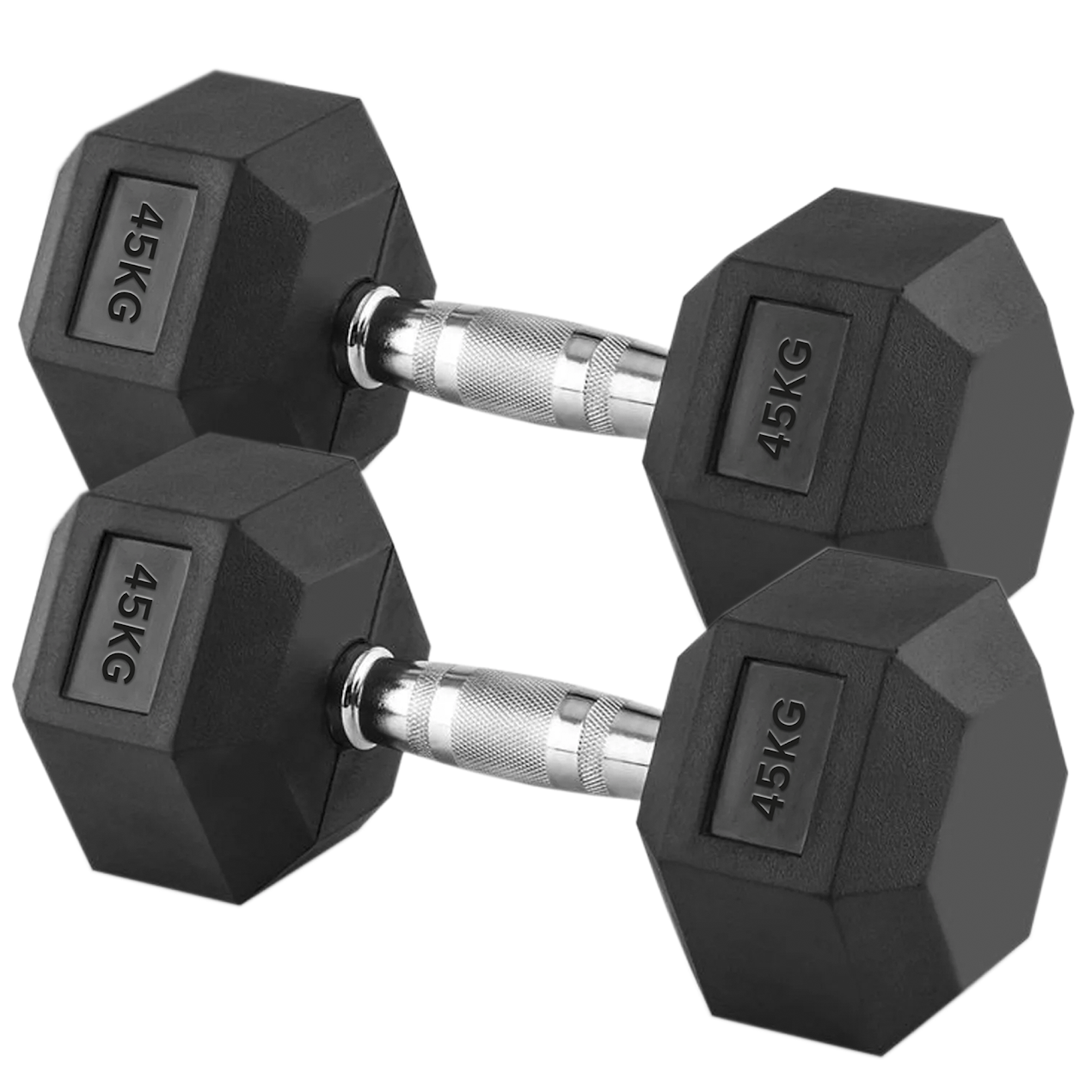 Hex Dumbbells 2.5kg–60kg Pairs & Sets – Heavy-Duty Rubber-Coated Anti-Roll Weights with Knurled Handles for Strength Training – Home Gym or Studio