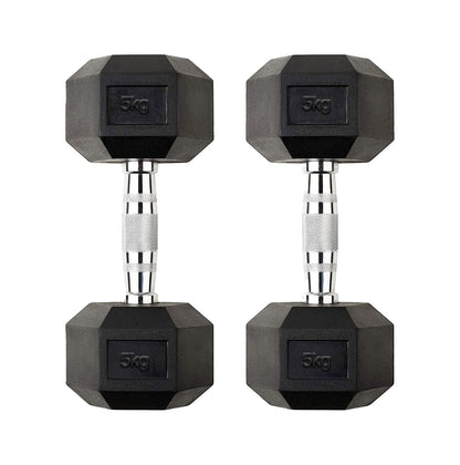 Hex Dumbbells 2.5kg–60kg Pairs & Sets – Heavy-Duty Rubber-Coated Anti-Roll Weights with Knurled Handles for Strength Training – Home Gym or Studio