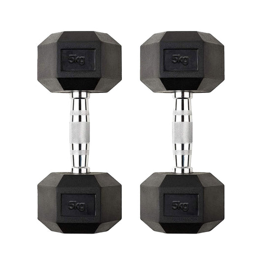 Hex Dumbbells 2.5kg–60kg Pairs & Sets – Heavy-Duty Rubber-Coated Anti-Roll Weights with Knurled Handles for Strength Training – Home Gym or Studio