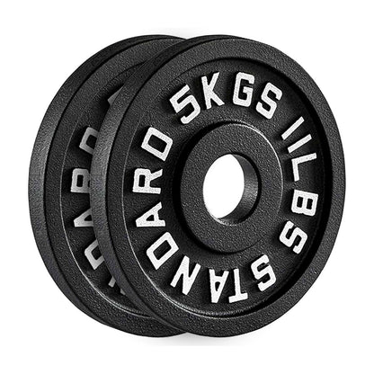 Cast Iron Weight Plates – Black Powder-Coated Olympic Discs with Steel Inserts | Heavy-Duty Plates for Strength Training & Home Gym |Sets Available