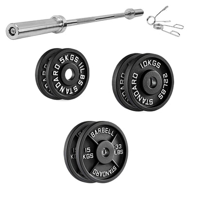 Cast Iron Weight Plates – Black Powder-Coated Olympic Discs with Steel Inserts | Heavy-Duty Plates for Strength Training & Home Gym |Sets Available