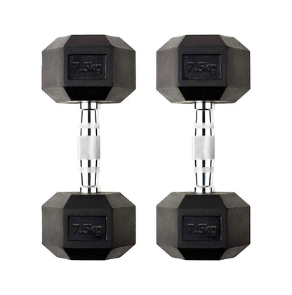 Hex Dumbbells 2.5kg–60kg Pairs & Sets – Heavy-Duty Rubber-Coated Anti-Roll Weights with Knurled Handles for Strength Training – Home Gym or Studio