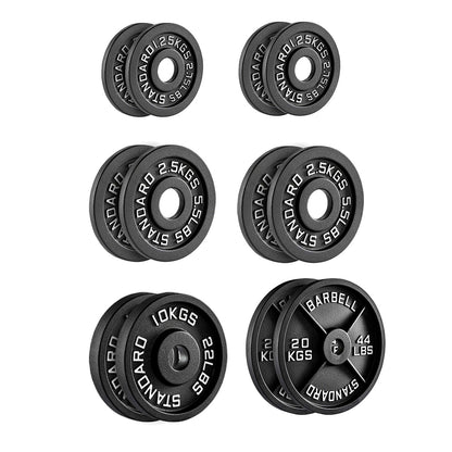 Cast Iron Weight Plates – Black Powder-Coated Olympic Discs with Steel Inserts | Heavy-Duty Plates for Strength Training & Home Gym |Sets Available