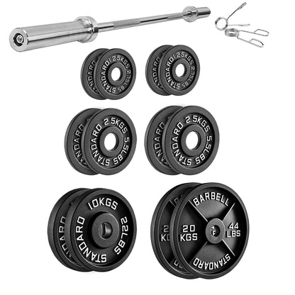 Cast Iron Weight Plates – Black Powder-Coated Olympic Discs with Steel Inserts | Heavy-Duty Plates for Strength Training & Home Gym |Sets Available