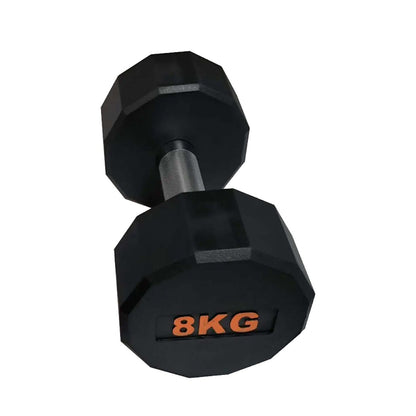 Rubber Coated Round Hex Dumbbell – Anti‑Roll Design, Knurled Grip Strength Training Dumbbells for Home Gym