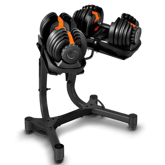 Compact Adjustable Dumbbell Stand | Heavy Duty 24kg/40kg Dumbbells Optional | Space Saving  Rack with Safety Belt & Dial Support | Home Gym Storage Solution