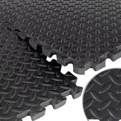 10mm EVA Foam Interlocking Puzzle Exercise Mat – Non-Slip, Shock Absorbing Gym Flooring for Home Fitness & Studio Use – Durable Black Tiles