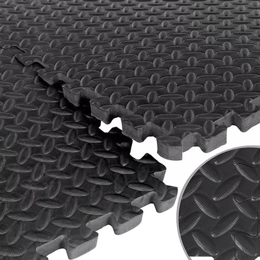 10mm EVA Foam Interlocking Puzzle Exercise Mat – Non-Slip, Shock Absorbing Gym Flooring for Home Fitness & Studio Use – Durable Black Tiles