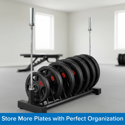 Portable Horizontal Weight Plate & Barbell Rack – Heavy-Duty Steel Storage for Olympic, Tri-Grip & Standard Plates, Home Gym Fitness Organizer