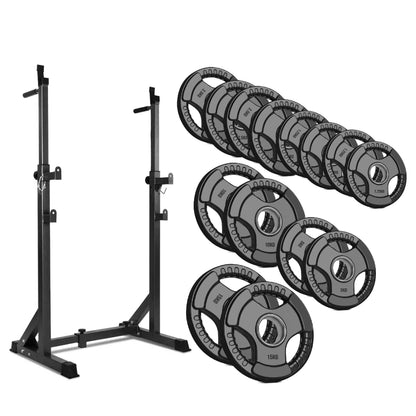 Adjustable Half Squat Rack with Dip Station & Pull Up Bar – Heavy Duty Steel Strength Training Stand for Home Gym, Spotter Arms Included