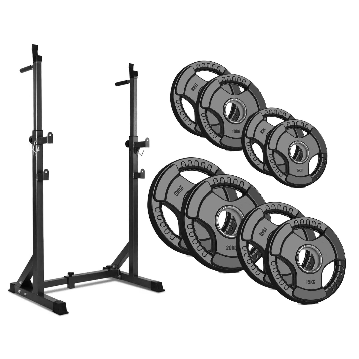 Adjustable Half Squat Rack with Dip Station & Pull Up Bar – Heavy Duty Steel Strength Training Stand for Home Gym, Spotter Arms Included
