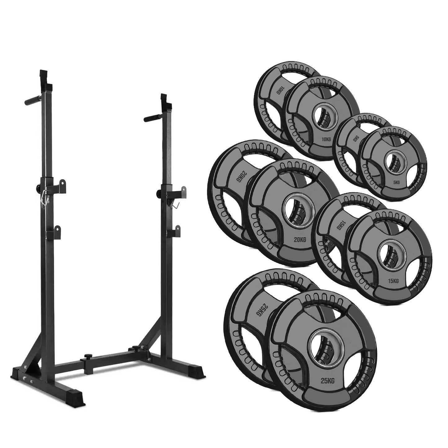 Adjustable Half Squat Rack with Dip Station & Pull Up Bar – Heavy Duty Steel Strength Training Stand for Home Gym, Spotter Arms Included