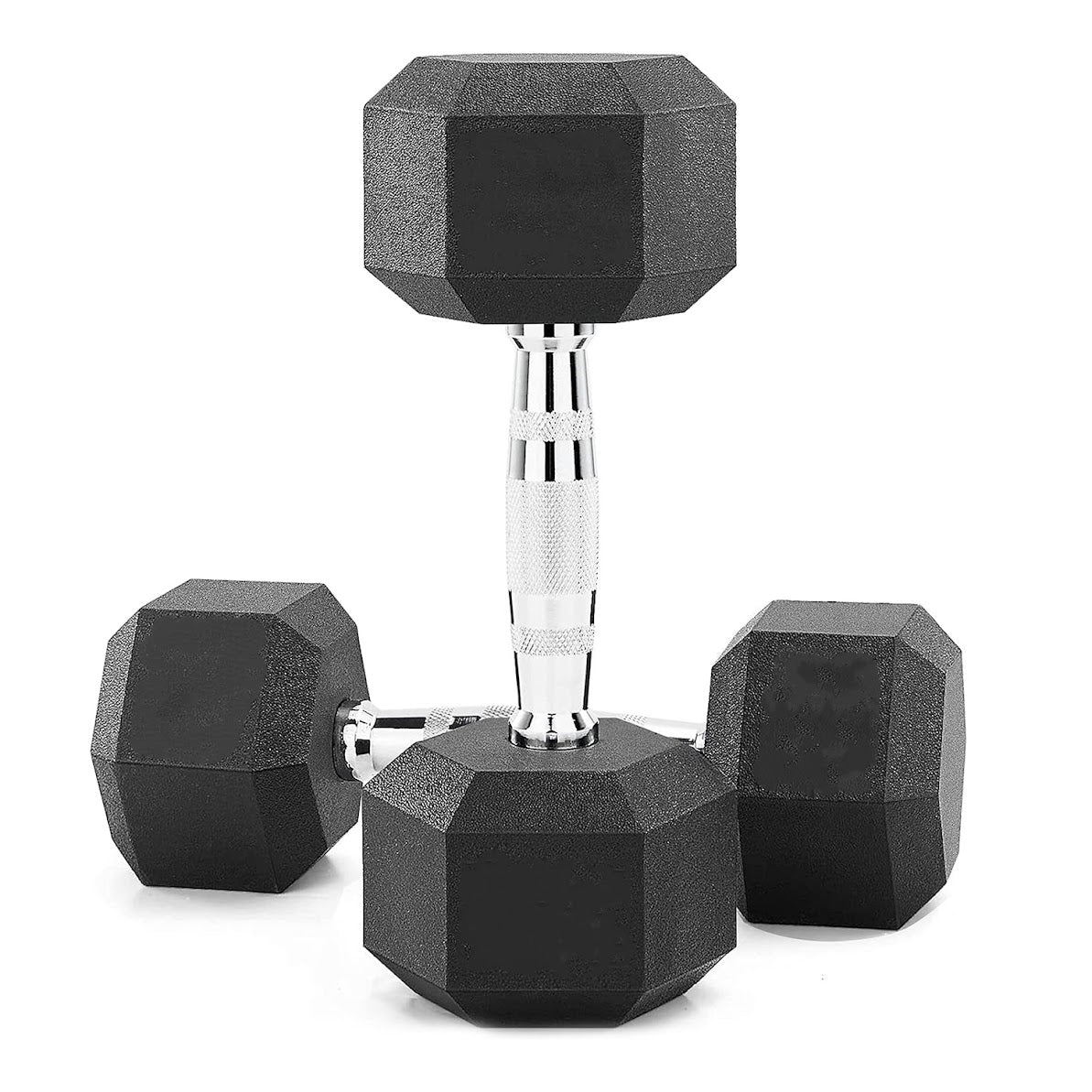 Hex Dumbbells 2.5kg–60kg Pairs & Sets – Heavy-Duty Rubber-Coated Anti-Roll Weights with Knurled Handles for Strength Training – Home Gym or Studio