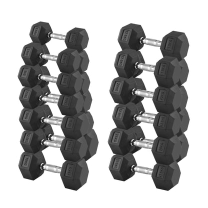 Complete Hex Dumbbell Set 2.5kg–30kg with Optional 3-Tier Rack | Rubber-Coated, Anti-Roll, Chrome Grip for Home Gym & Professional Strength Training