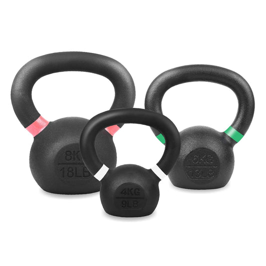 Cast Iron Kettlebells Set – Solid Iron, Rust Resistant Coating, Ergonomic Grip – Full Body Strength & Power Training – Ideal for Home Gyms