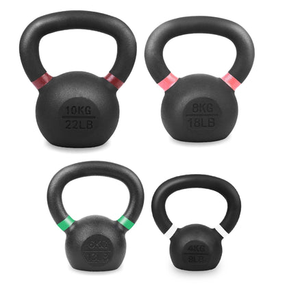 Cast Iron Kettlebells Set – Solid Iron, Rust Resistant Coating, Ergonomic Grip – Full Body Strength & Power Training – Ideal for Home Gyms