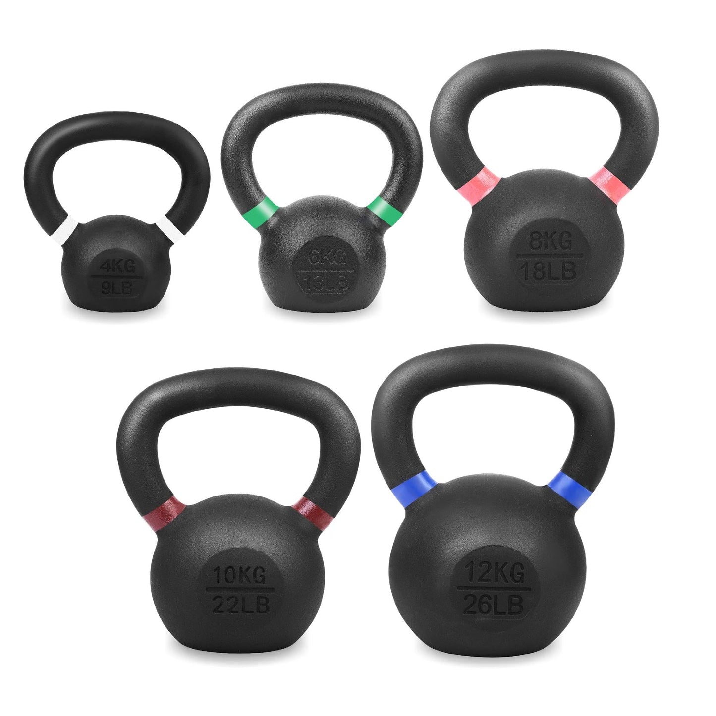 Cast Iron Kettlebells Set – Solid Iron, Rust Resistant Coating, Ergonomic Grip – Full Body Strength & Power Training – Ideal for Home Gyms