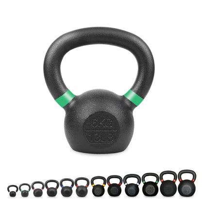 Cast Iron Kettlebells Set – Solid Iron, Rust Resistant Coating, Ergonomic Grip – Full Body Strength & Power Training – Ideal for Home Gyms