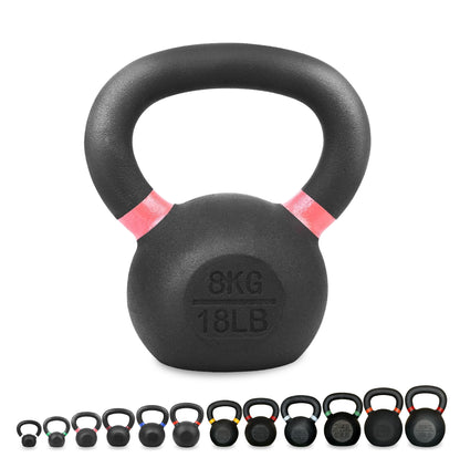 Cast Iron Kettlebells Set – Solid Iron, Rust Resistant Coating, Ergonomic Grip – Full Body Strength & Power Training – Ideal for Home Gyms
