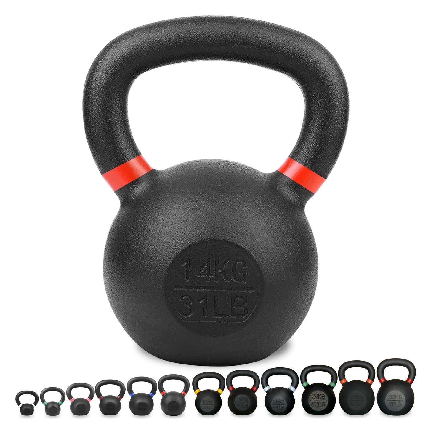 Cast Iron Kettlebells Set – Solid Iron, Rust Resistant Coating, Ergonomic Grip – Full Body Strength & Power Training – Ideal for Home Gyms