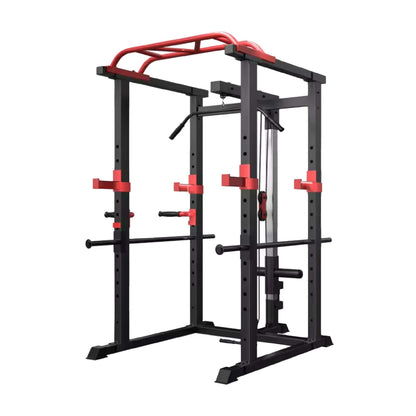 Adjustable Power Rack Multi-Cage with Dual Cable Pulley & Pull-Up Bar – Heavy-Duty Steel Strength Training Station for Home Gym Fitness