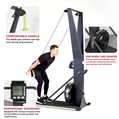 Indoor Ski Cross Trainer | High Intensity Adjustable  SKI Cardio & Strength Machine for Home Gym