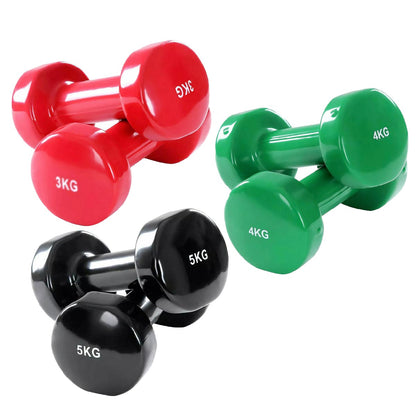 Neoprene Coated Dumbbell Set – Anti Roll Vinyl Hand Weights in Multi Color | 6kg to 38kg Options | Non-Slip Grip for Home & Gym Strength Training