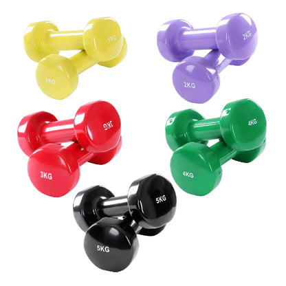 Neoprene Coated Dumbbell Set – Anti Roll Vinyl Hand Weights in Multi Color | 6kg to 38kg Options | Non-Slip Grip for Home & Gym Strength Training