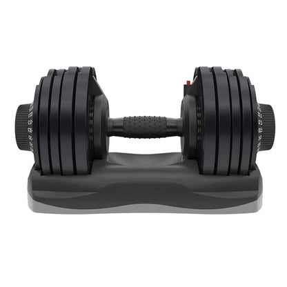 Pair of adjustable dumbbells on a white background