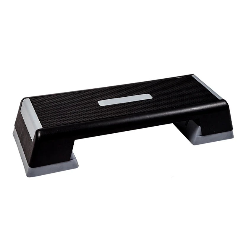 Black step platform on a white background