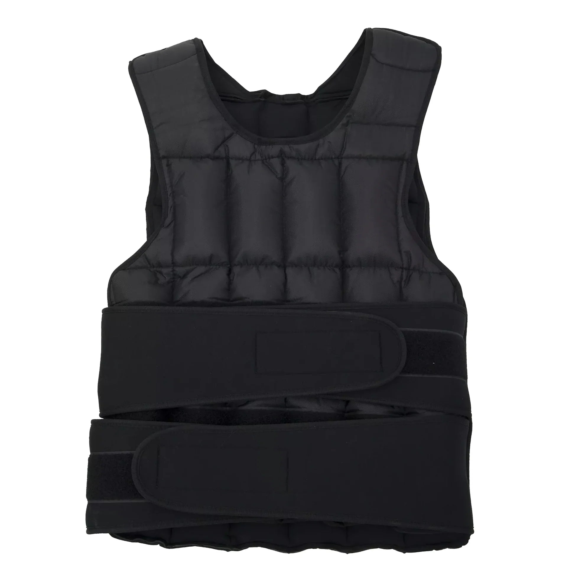 Black weighted vest on a white background