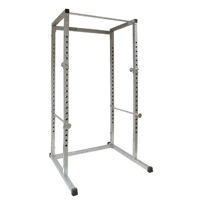 Silver power rack on a white background