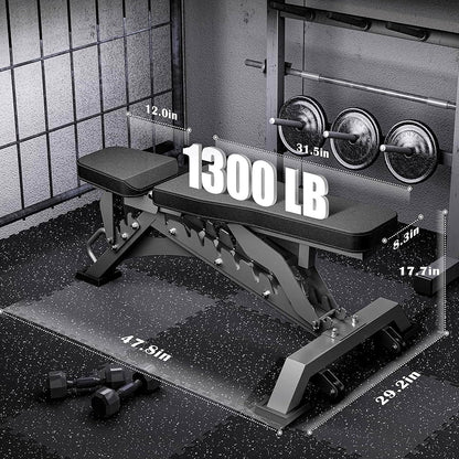 Heavy Duty Commercial Weight Bench – Steel Frame, High Density Foam Padding, Ideal for Strength Training in Home Gyms and Personal Studios