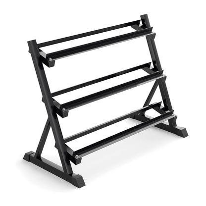 Black metal weight vertical rack on a white background