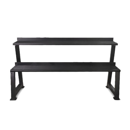 Heavy-Duty 2-Tier Steel Kettlebell & Dumbbell Rack – Space-Saving Home Gym Organizer with Anti-Slip Mats for Durable Weight Storage