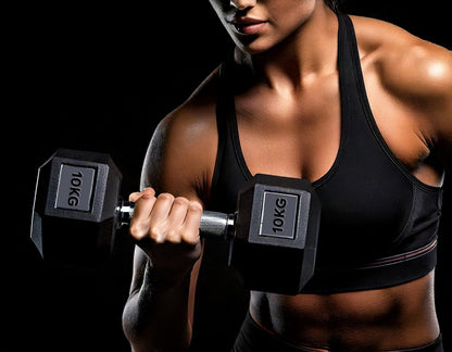 Hex Dumbbells 2.5kg–60kg Pairs & Sets – Heavy-Duty Rubber-Coated Anti-Roll Weights with Knurled Handles for Strength Training – Home Gym or Studio