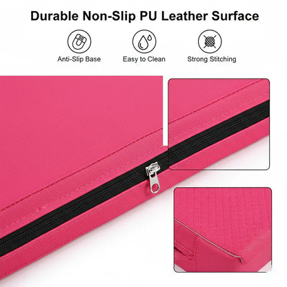Tri-Fold Gymnastics Mat 5cm Thick PU Leather Non-Slip Foldable Crash Mat with Handles for Kids & Adults – Home Gym Yoga Pilates Stretching